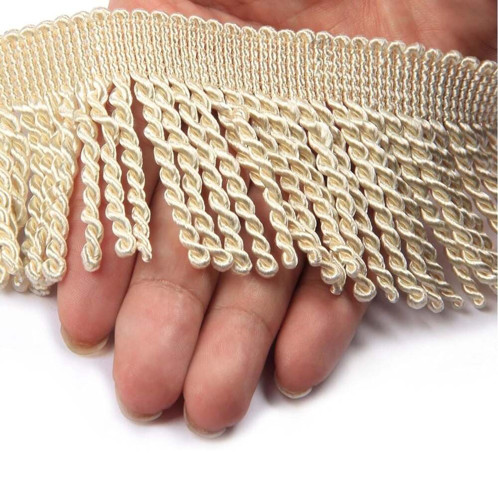 HedongHexi Curtain/ Bullion Fringe Trim 5 Yard x 2.5 Inches, Beige,New